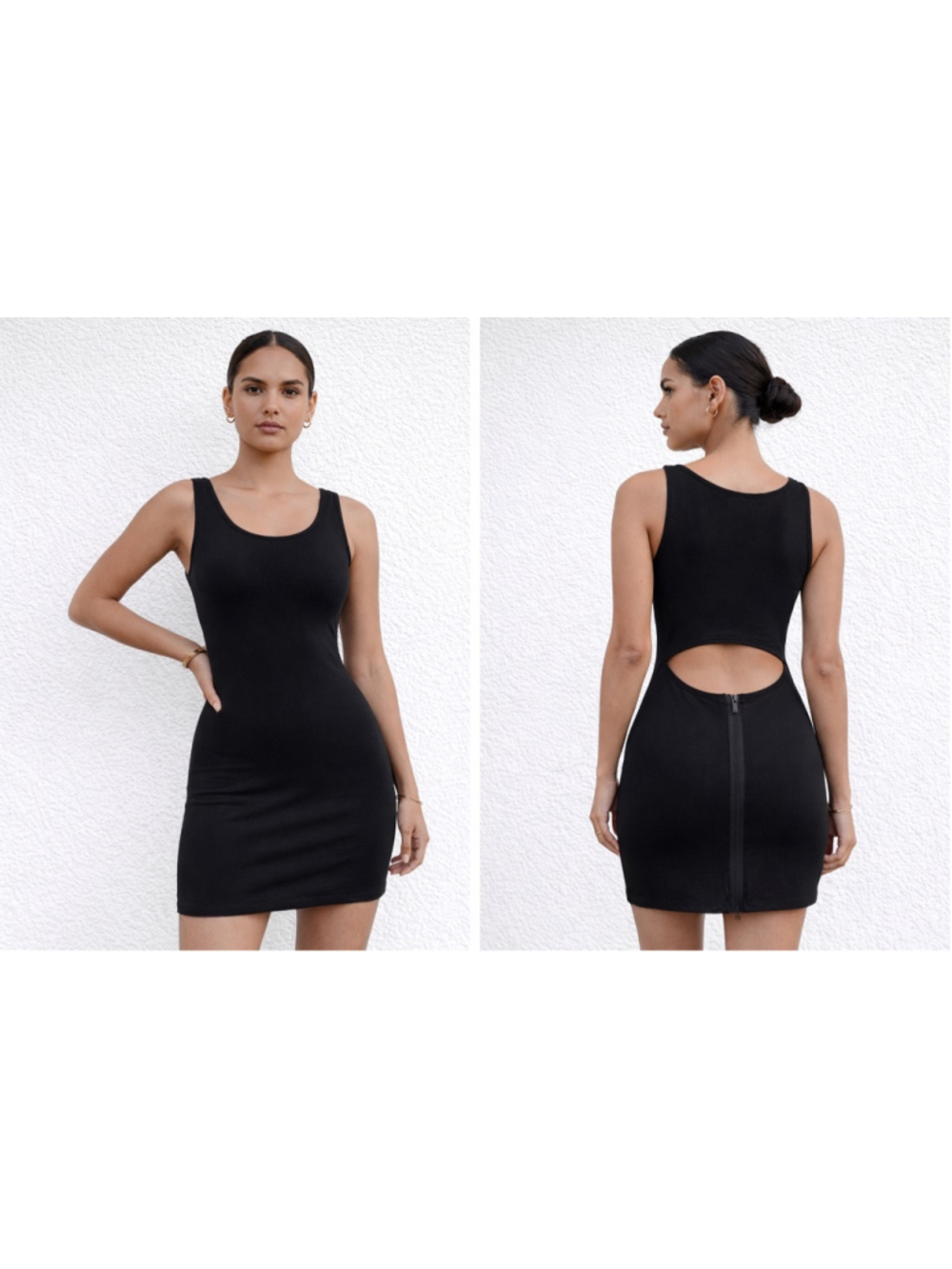 Theory Black Sleeveless Bodycon Cutout Back Zip Mini Dress Size 6